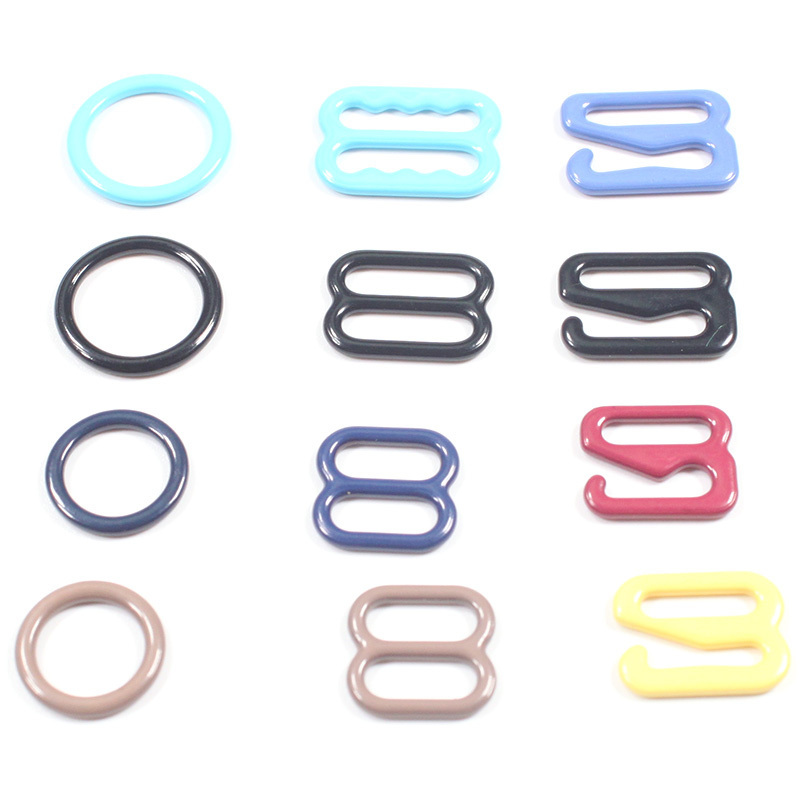 New fashion fancy color nylon coated 8 rings slider hook bra buckles for swimwear accessories