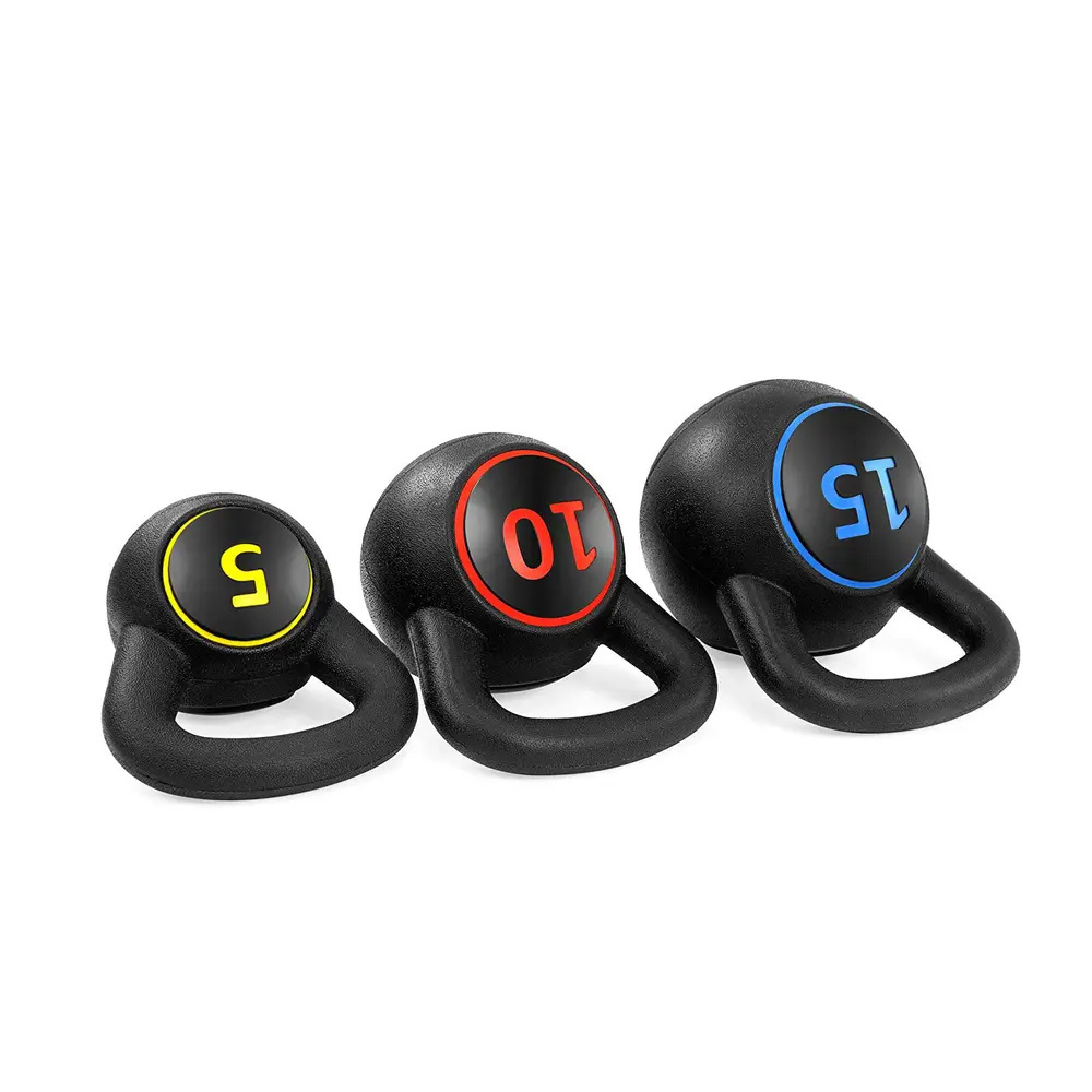 Products 3-Piece Kettle Bell Exercise Fitness Weight Set 5 Lbs 10 Lbs 15 Lbs With A Base Board At Best Price