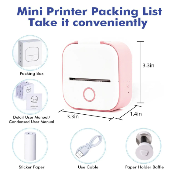 Phomemo T02 203dpi 53mm Sticker printer Inkless Mini Pocket printer Notes Photo Portable thermal Printer receipt