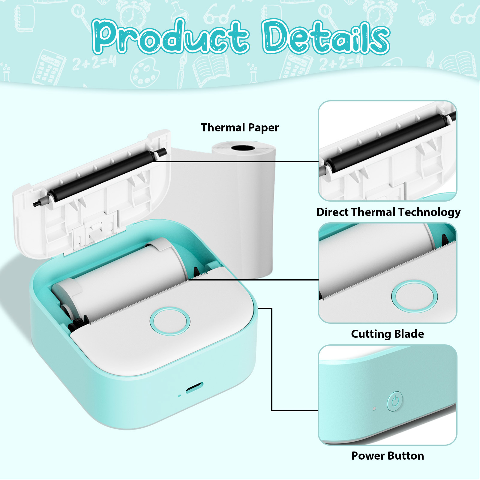 Phomemo T02 203dpi 53mm Sticker printer Inkless Mini Pocket printer Notes Photo Portable thermal Printer receipt