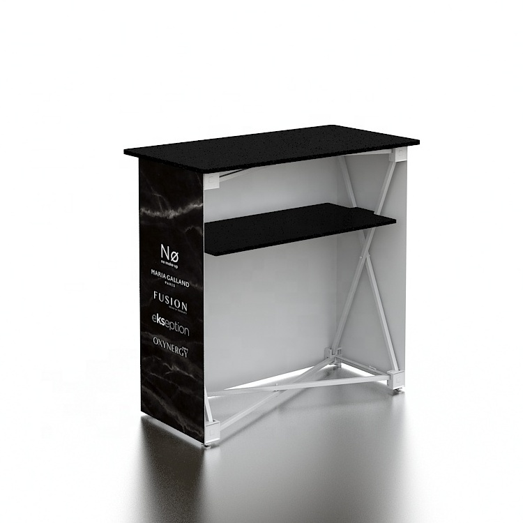 Hot Selling Promotion Table Stand Advertising Events Store Quick Setup Portable Aluminum Fabric Pop Up Display Counter