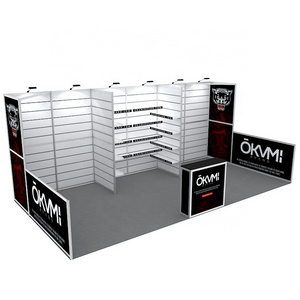 10x20 Trade Show Slat Wall Partition Modular Portable Slatwall Shelves Display Aluminum Frame Custom Exhibition Tradeshow Booth