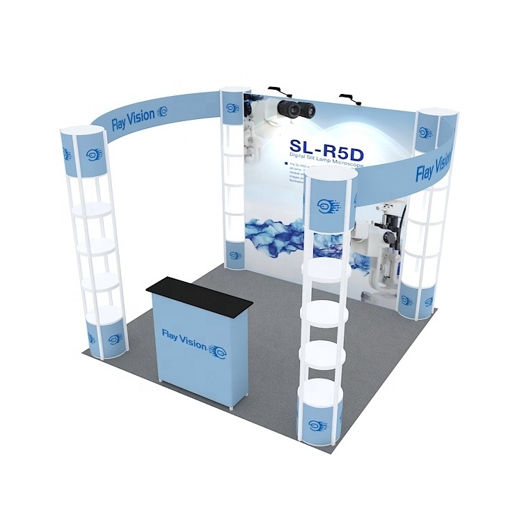 Advertising Full Color Print Tool Free Easy Install Aluminum Twist Tower Display Booth Modular Portable Trade Show Expo Booth