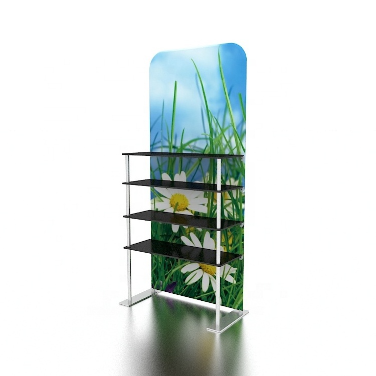 New Design Displays Racks Stand Aluminum Tube Custom Printed Exhibition Tradeshow Advertising Portable Fabric Display Shelf