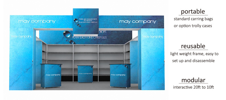 Fashionable customized aluminum portable trade show modular fabric promotion expo tradeshow exhibition booth