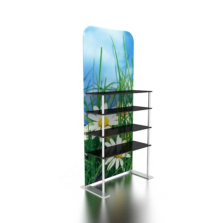 New Design Displays Racks Stand Aluminum Tube Custom Printed Exhibition Tradeshow Advertising Portable Fabric Display Shelf