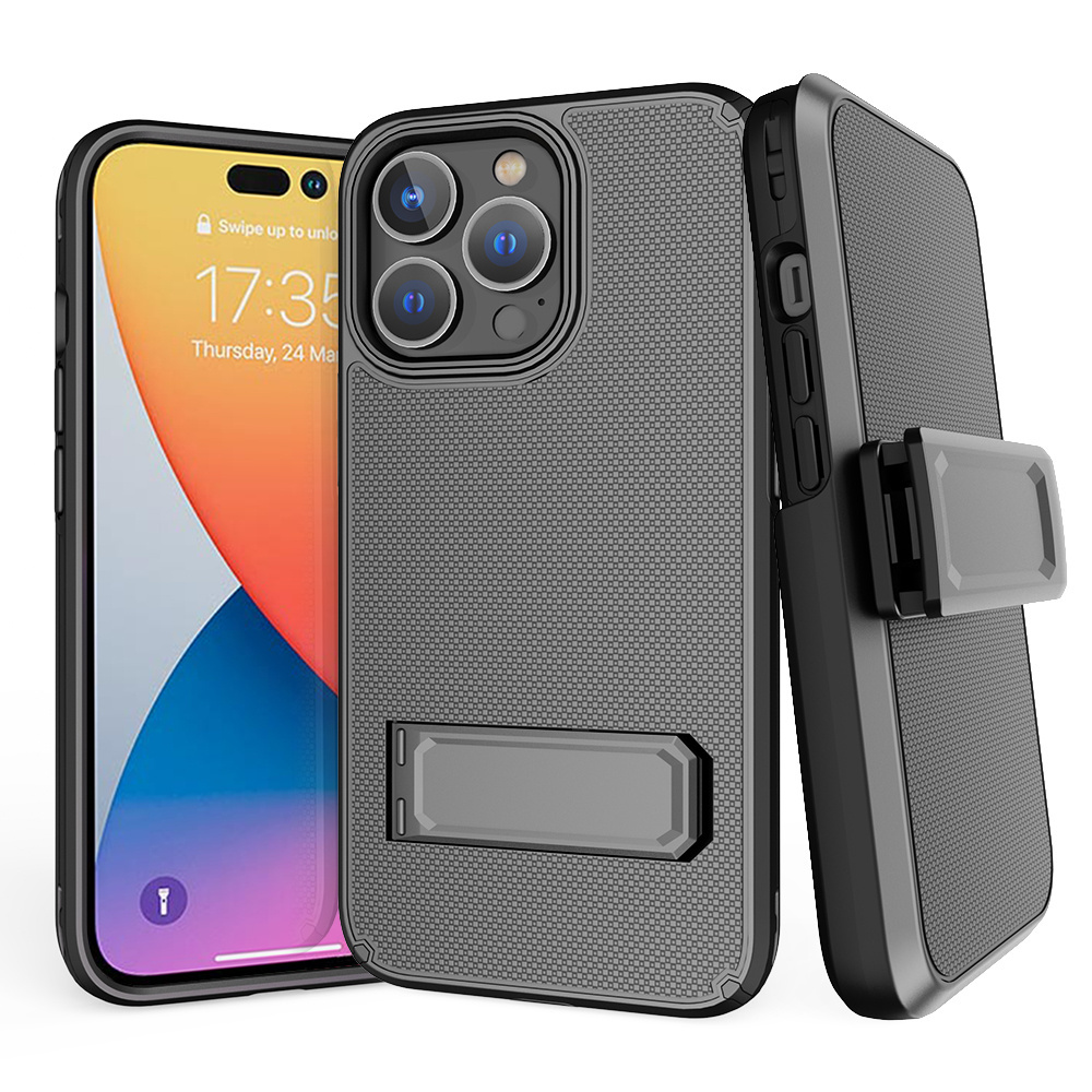 2 in 1 Belt Combo Armor Holster Shockproof Cell Phone Case For Iphone 14 Pro Max Kickstand Case With Card Holder Cover