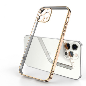 LAREEN Stylish Gold Plated TPU Transparent Shockproof Mobile Cell Case for for Iphone Opp Bag Mobile Phone Cases Teddy Bear