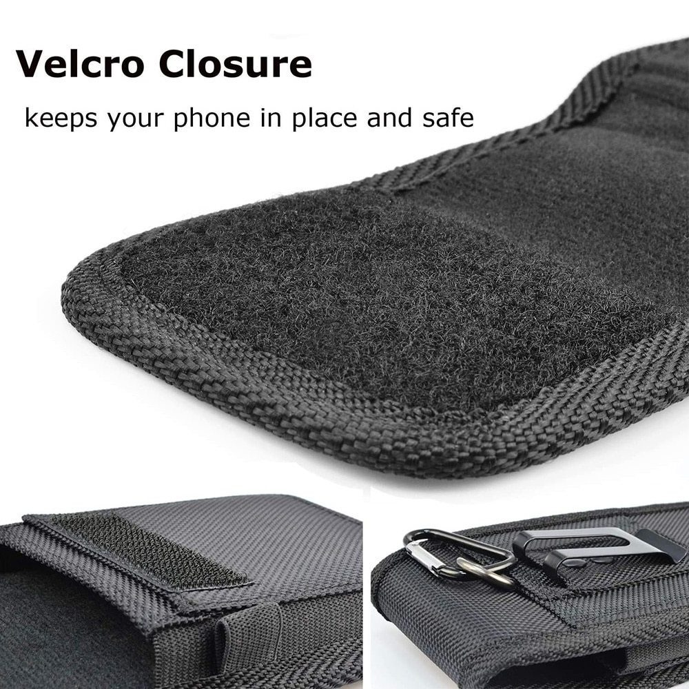 Vertical Nylon Cell Phone Belt Clip Holster Pouch Buckle Wallet Card Holder Case Cover For 4.0inch-6.7inch iPhone Samsung Phone