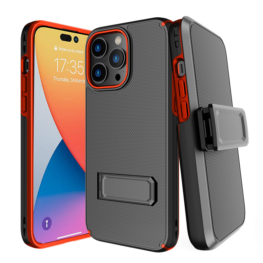 2 in 1 Belt Combo Armor Holster Shockproof Cell Phone Case For Iphone 14 Pro Max Kickstand Case With Card Holder Cover