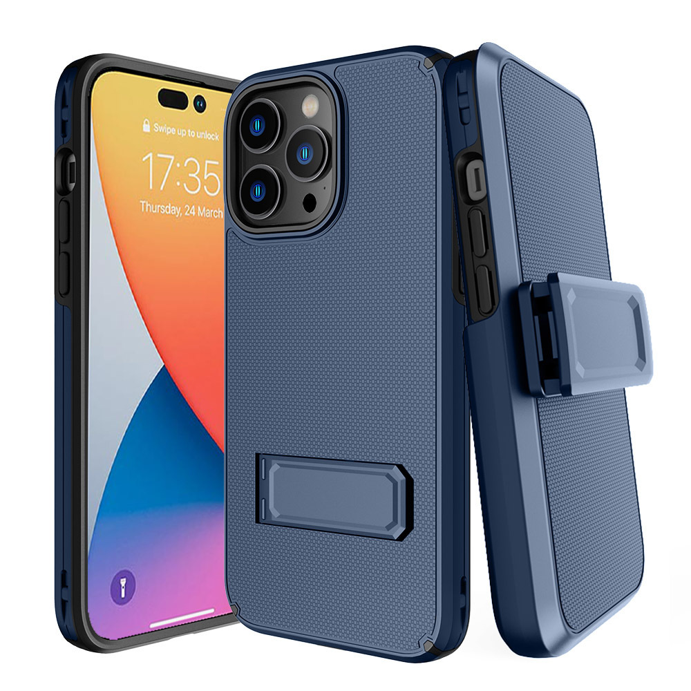 2 in 1 Belt Combo Armor Holster Shockproof Cell Phone Case For Iphone 14 Pro Max Kickstand Case With Card Holder Cover