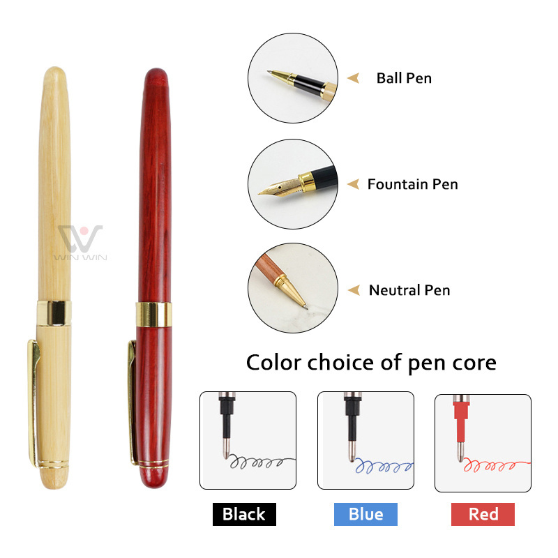 Luxury Wooden Pencil Ballpoint Pens Business Gifts Bamboo Pen Set With Box Bamboo Wood Ball Pens