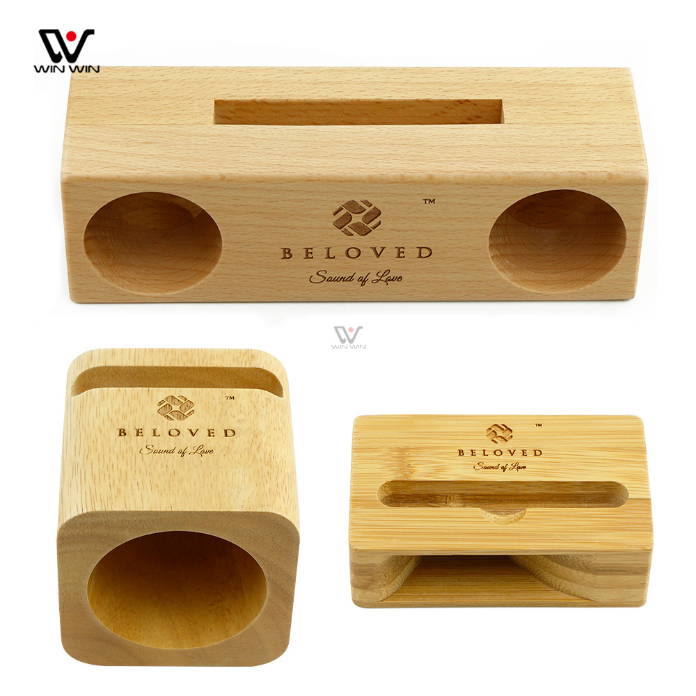 Wooden Multi Functional Mini Portable Phone Amplifier Loud Speaker  Powerless Mobile Phone Speaker