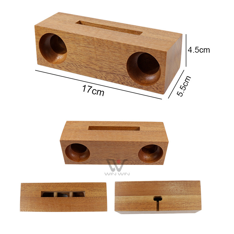 Winning Product 2024 Wholesale Wooden Speaker Phone Holder Loudspeaker Bamboo Wireless Bucket