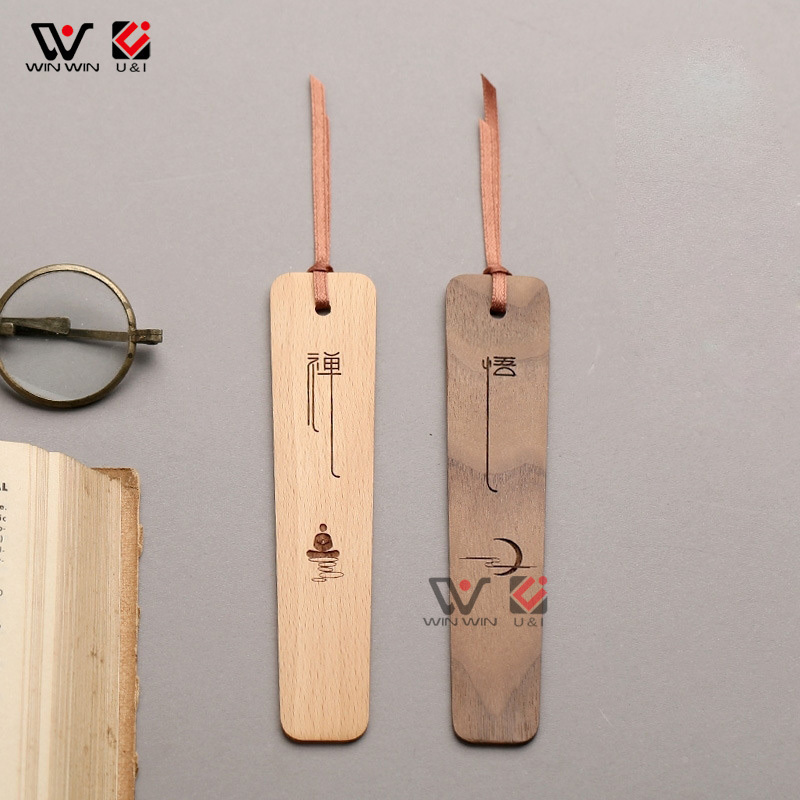 Custom Laser Engraved Blank Wood Turning Wooden Bookmark Engraving Blanks Book Mark For Promotional Gift