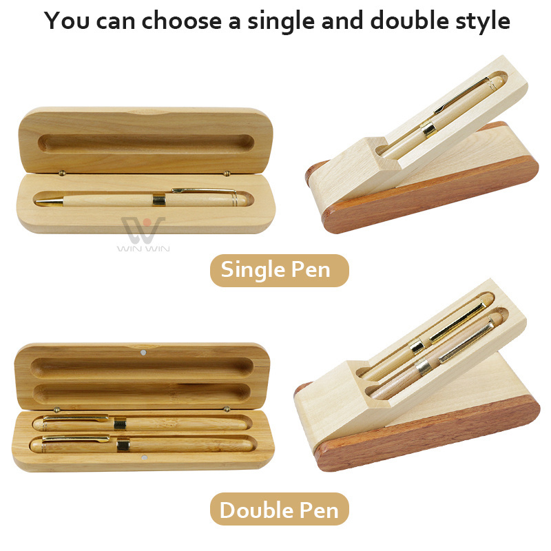 Luxury Wooden Pencil Ballpoint Pens Business Gifts Bamboo Pen Set With Box Bamboo Wood Ball Pens