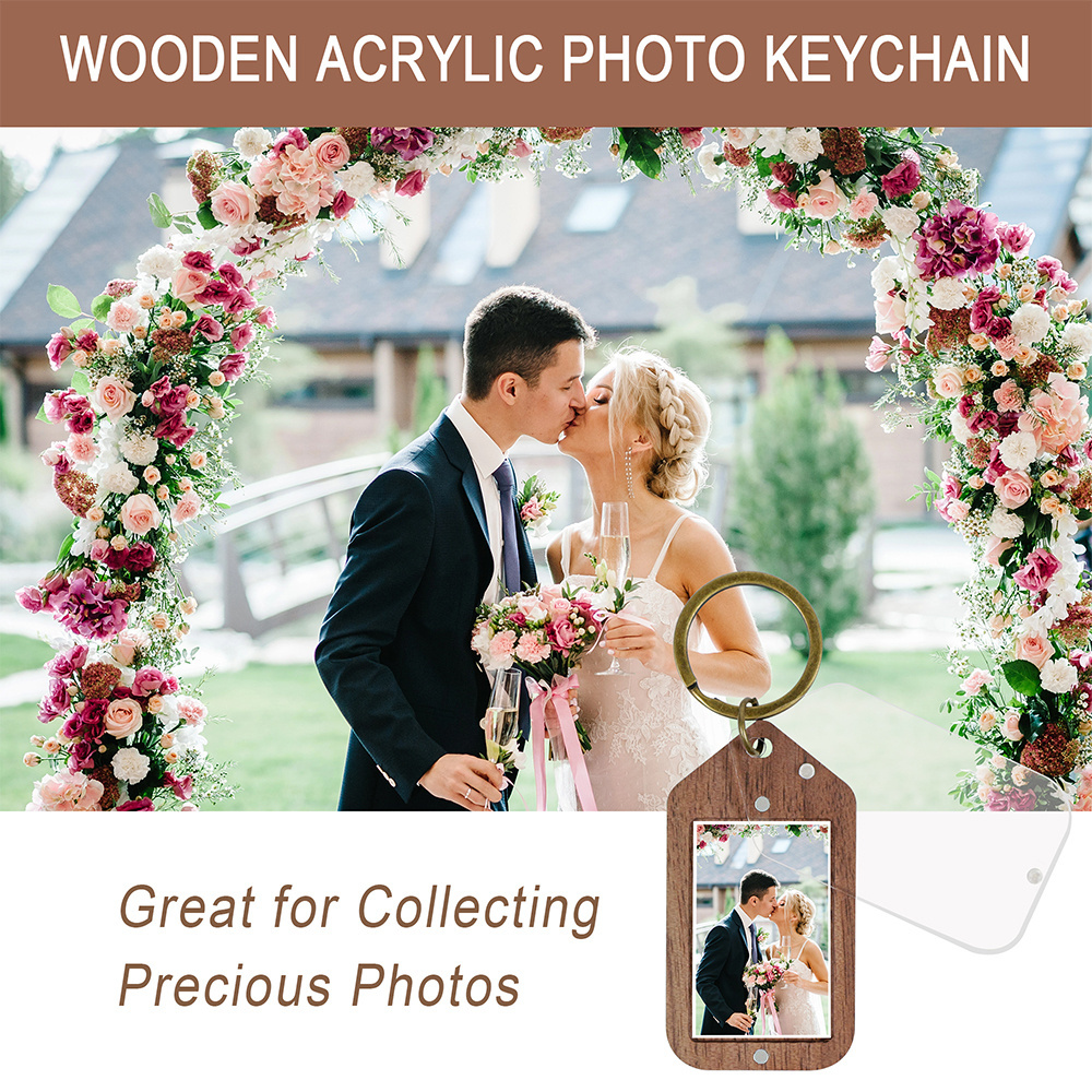 Winning Products 2023 2024 Keyring With Photo Frame Laser Wood Car Key Chain Promotional Keychain Acrylic Keychains Blank