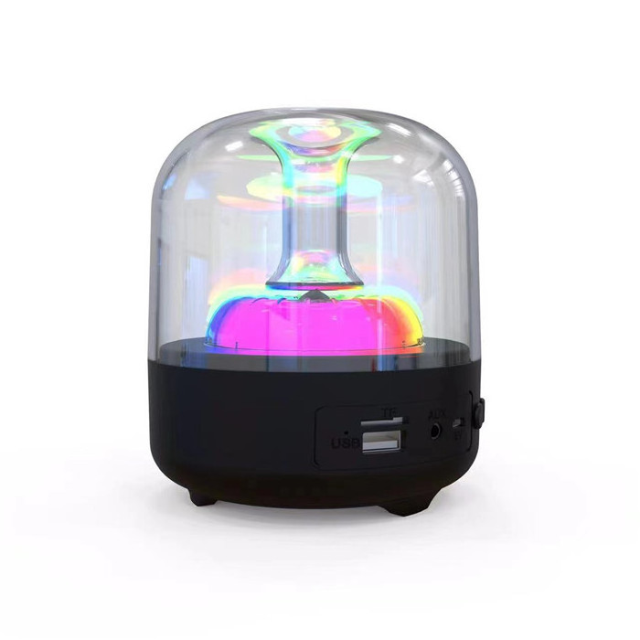 F7 Mini LED Light Transparent Glass Wireless Speaker Lantern Car 3D Surround Sound with Built-in Microphone Speaker