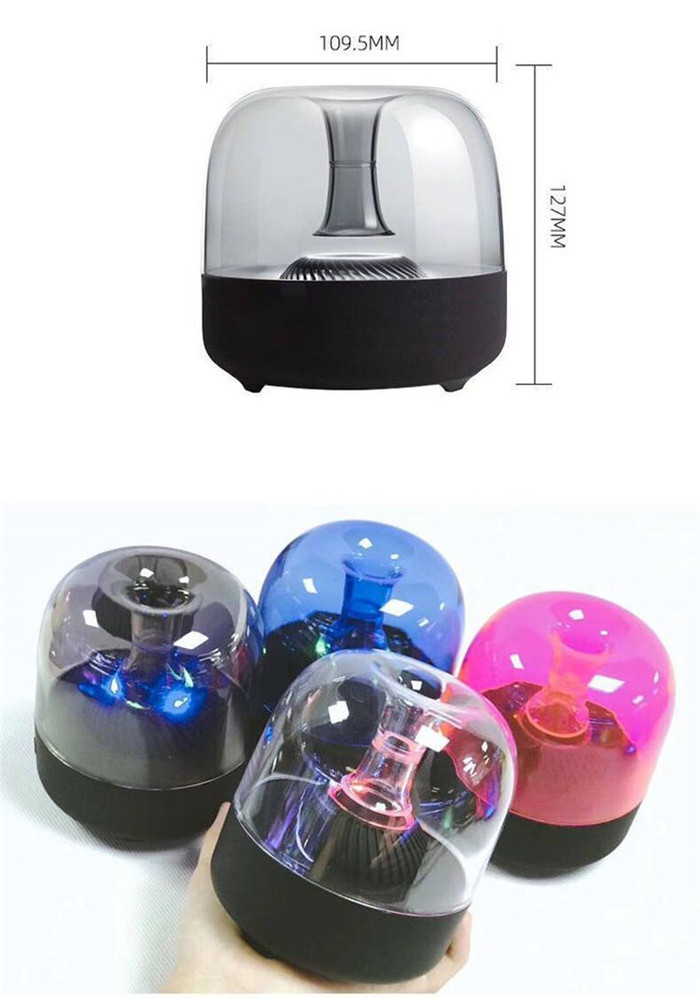 F7 Mini LED Light Transparent Glass Wireless Speaker Lantern Car 3D Surround Sound with Built-in Microphone Speaker