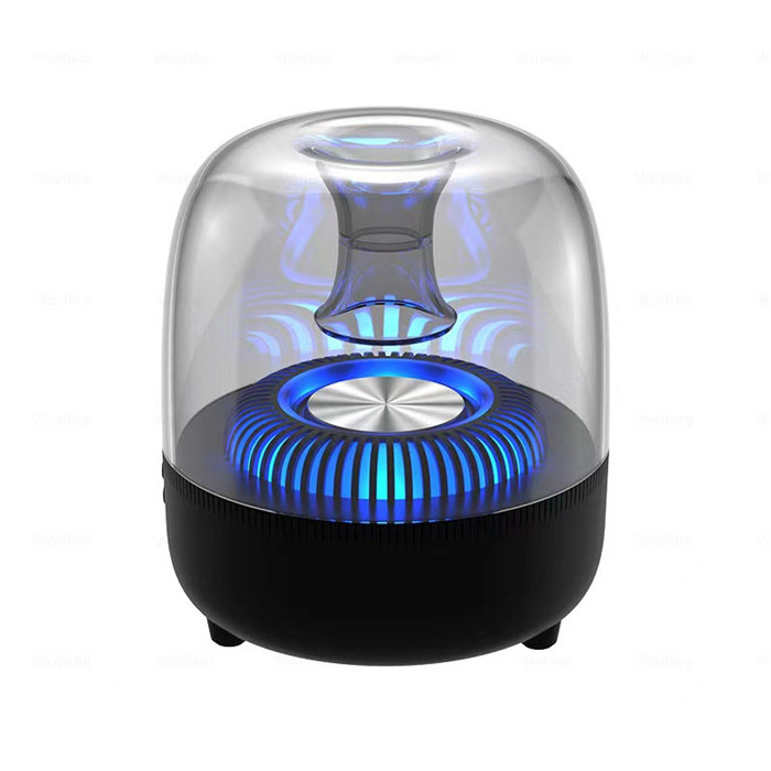 F7 Mini LED Light Transparent Glass Wireless Speaker Lantern Car 3D Surround Sound with Built-in Microphone Speaker