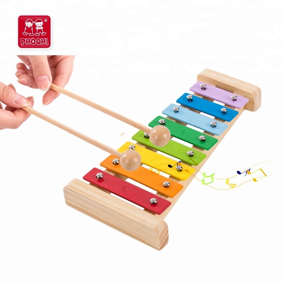 Kids 8 tones musical instrument toy wooden baby xylophone for children 18M+