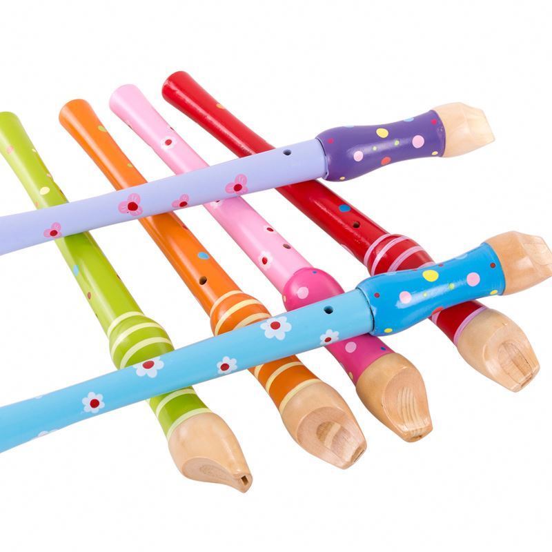 Flowers kids musical instrument play toy wooden children flute for 3+