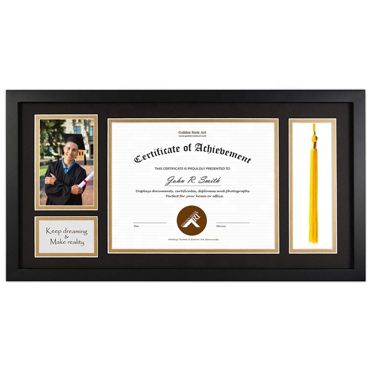 8.5 x 11 Wood Diploma Document/Certificate shadow box frame with Tassel Holder & Real Glass