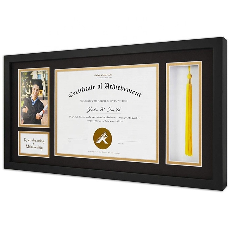 8.5 x 11 Wood Diploma Document/Certificate shadow box frame with Tassel Holder & Real Glass