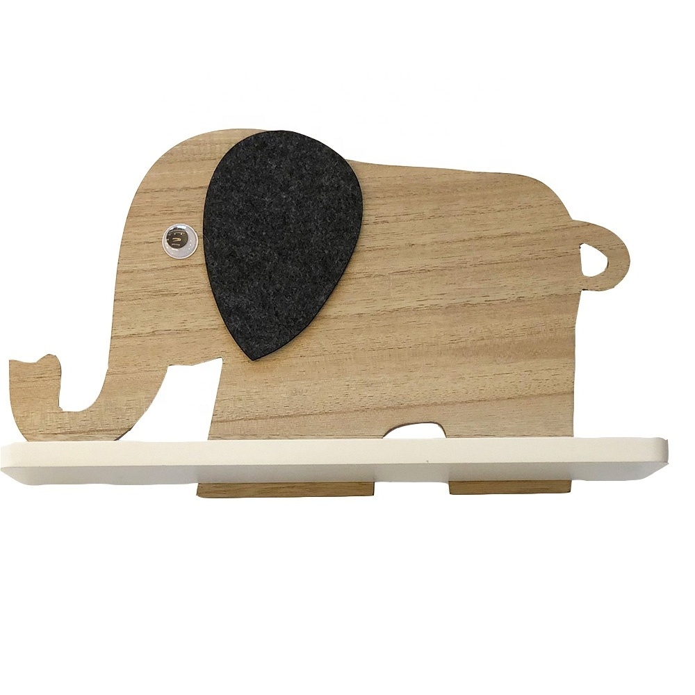 Elephant  Floating Shelf Nursery Wooden Wall Shelf Kids Room Decor Montessori Baby Room Decoration,