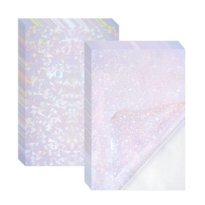 Holographic Sticker Paper Clear A4 Vinyl Sticker Paper Self-Adhesive Waterproof Transparent Film with Gem Spot Rainbow Star