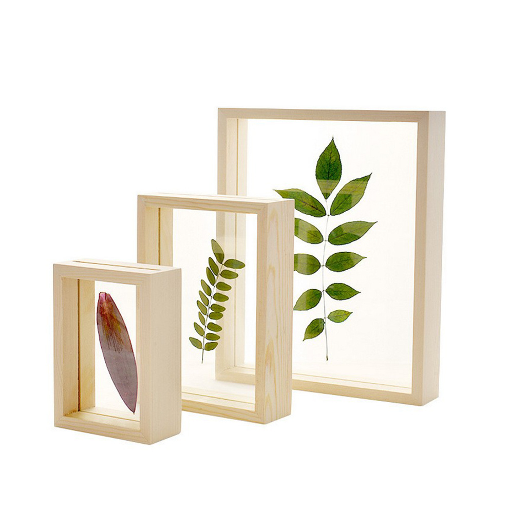 photo frames picture wall art floating double glass wooden photo frame