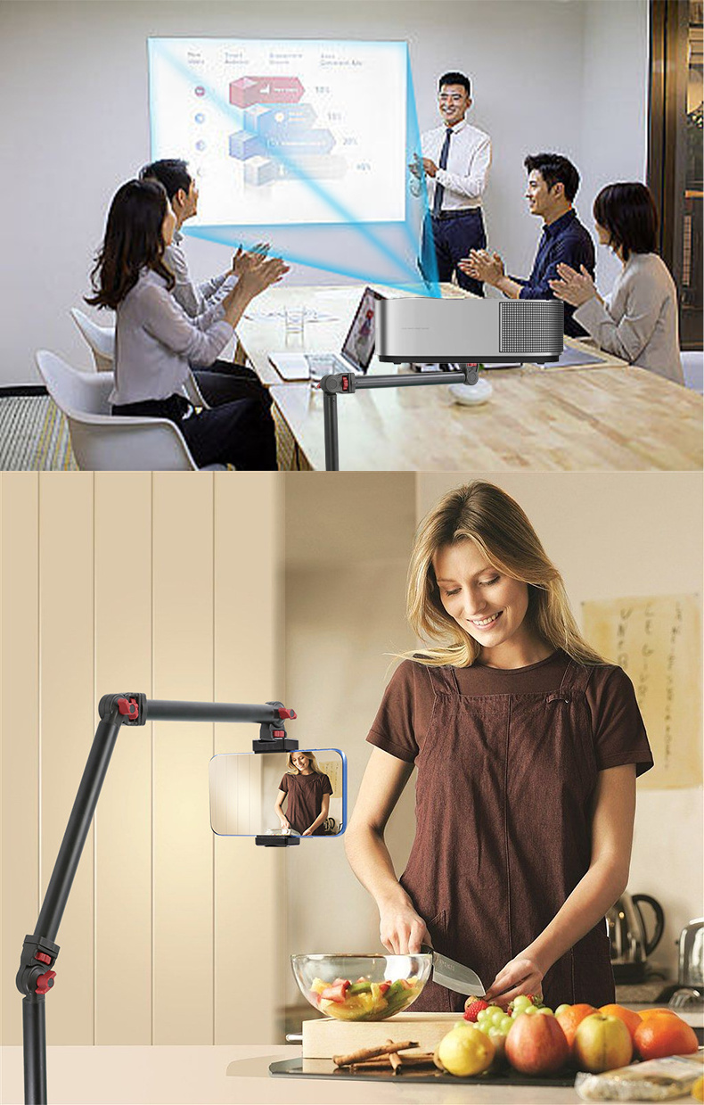 Adjustable 3 Section Detachable Camera Mont Desk Stand with C Clamp for Camera Microphone Phone Webcam