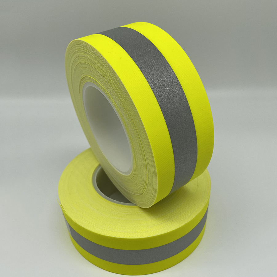 Yellow/Orange Cotton Flame Retardant Warning Safety Tape Reflective Material Product Fabric Tape