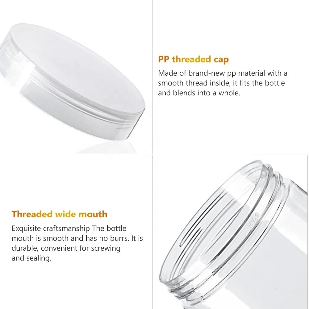 Plastic Storage Jars With Screw on Lids Refillable Pots Makeup Balm Container 100 150ml Clear PET Plastic Jars Pots Food Crafts