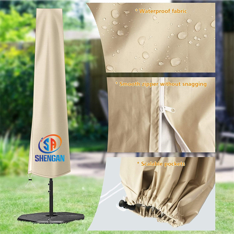 Waterproof Windproof and Anti-UV Garden Umbrella Cover with Rod for 7ft to 11ft Solar Parasol Outdoor Patio Umbrellas