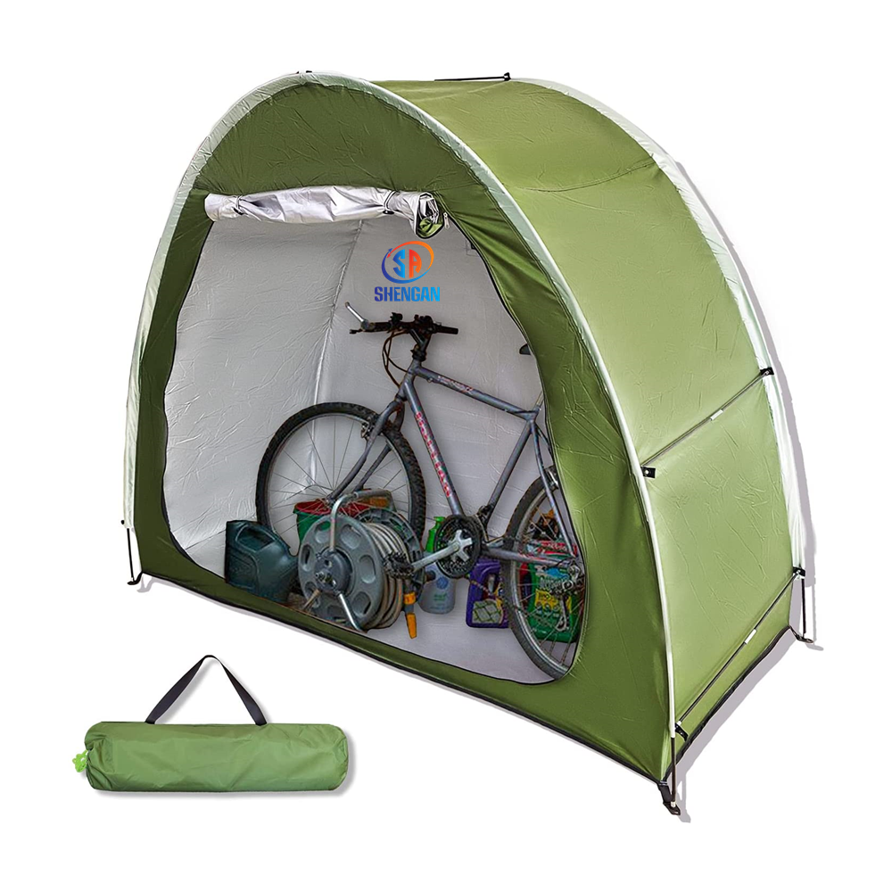 Outdoor Bike Cover Storage Tent for 2 Bikes Silver Coated Waterproof Oxford Bicycle Shed Foldable Bike Shelter for Camping