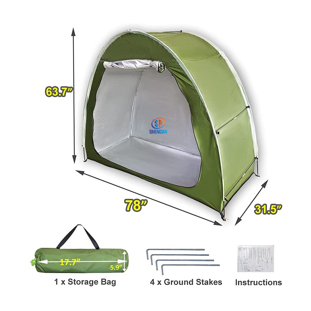 Outdoor Bike Cover Storage Tent for 2 Bikes Silver Coated Waterproof Oxford Bicycle Shed Foldable Bike Shelter for Camping