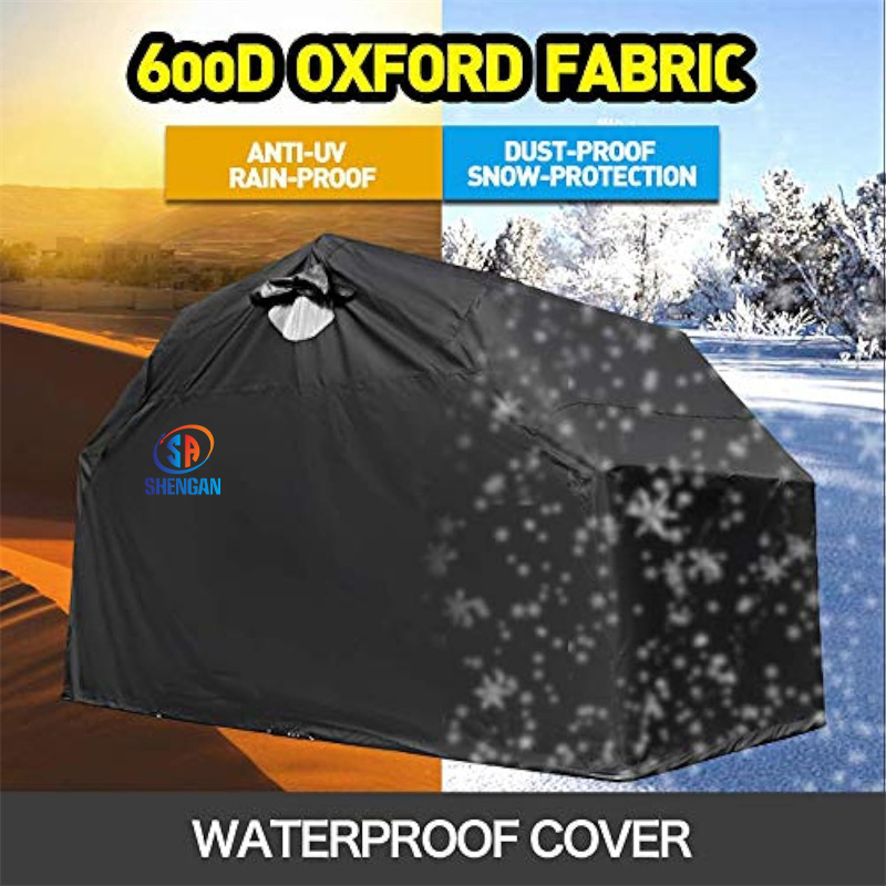 Strong Frame 600D Oxford Motorcycle Shed Waterproof Outdoor Motorcycle Cover with Carry Bag