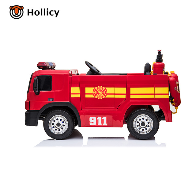 2021 cheap electric ride on fire truck 12v baby battery car battery operated fire engine toy truck