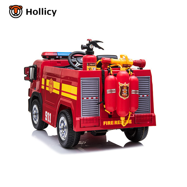 2021 cheap electric ride on fire truck 12v baby battery car battery operated fire engine toy truck