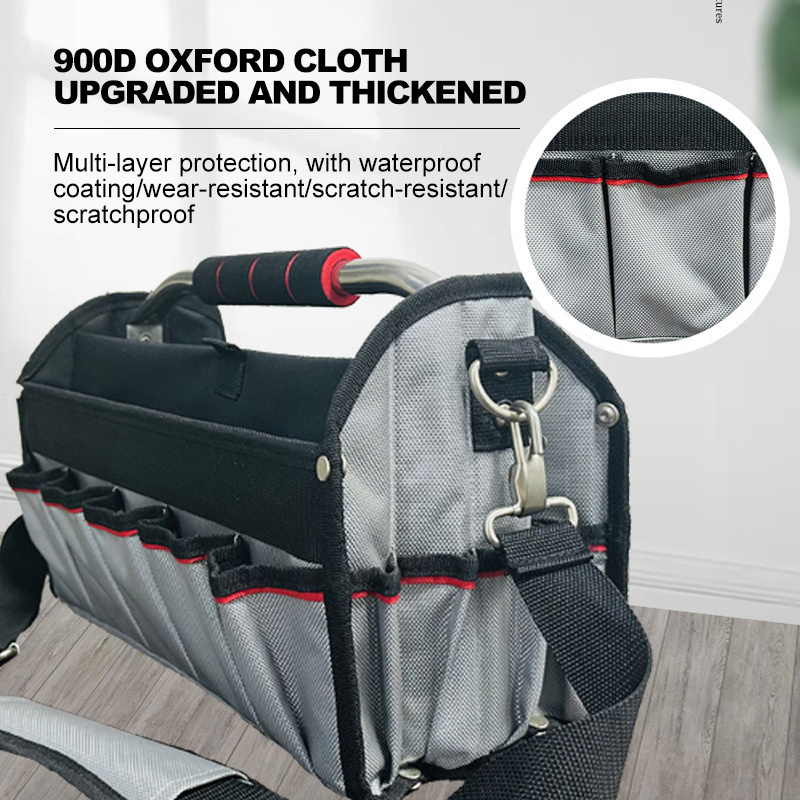 Foldable Portable Open Top Tool Bags with Steel Tubular Handle