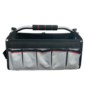 Foldable Portable Open Top Tool Bags with Steel Tubular Handle