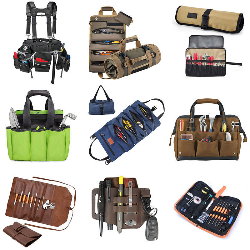 Small Tool Bag With Detachable Pouches Heavy Duty Roll Up Tool Bag Organizer With 6 Tool Pouches