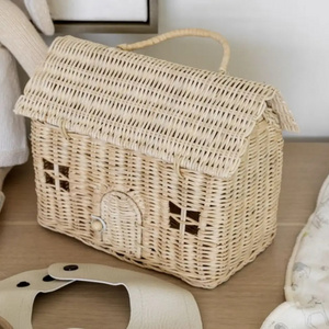 Factory Custom Wholesale Creative home-shaped basket Storage basket with lid as a gift living room decoration