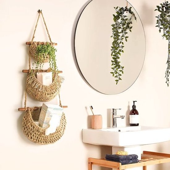 3-Tier Hanging Fruit Basket - Basket Plant Hanger - Handmade Cotton Rope Fruit Bowl Hanging Basket - Boho Hangable Etagere