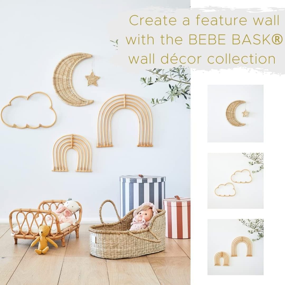 Moon and stars rattan wall hanging home decoration items for kids room and decorations made  in Vietnam