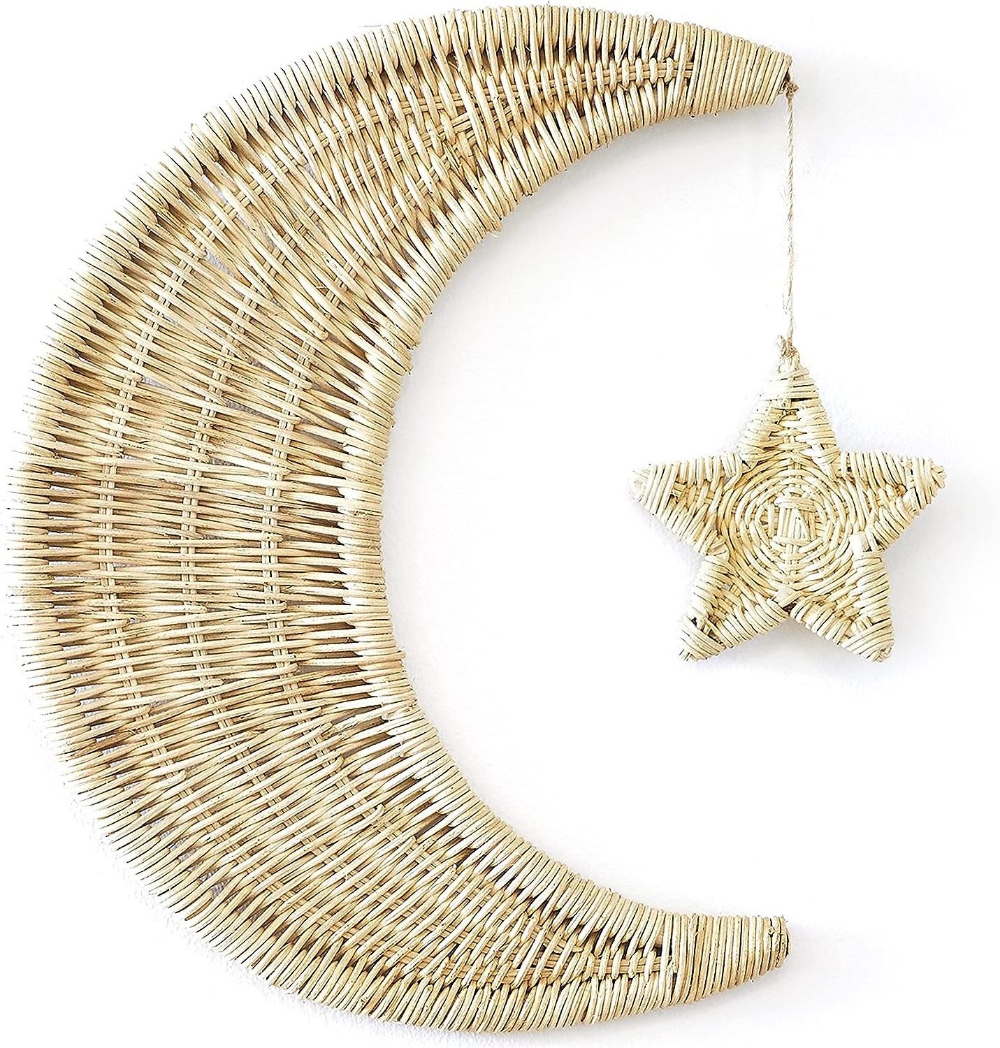 Moon and stars rattan wall hanging home decoration items for kids room and decorations made  in Vietnam