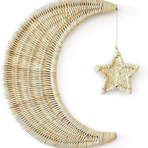 Moon and stars rattan wall hanging home decoration items for kids room and decorations made  in Vietnam