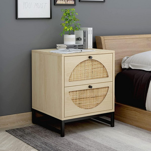 Best quality Bamboo and rattan cabinet Storage cabinet with natural accents with 2 rattan doors and rustic wooden metal legs