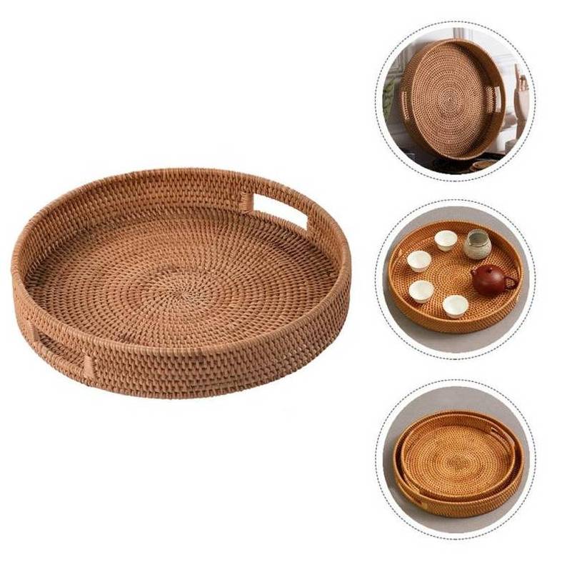 High quality with high standard rattan round trays handicrafts home decoration food trays as gifts made in Vietnam